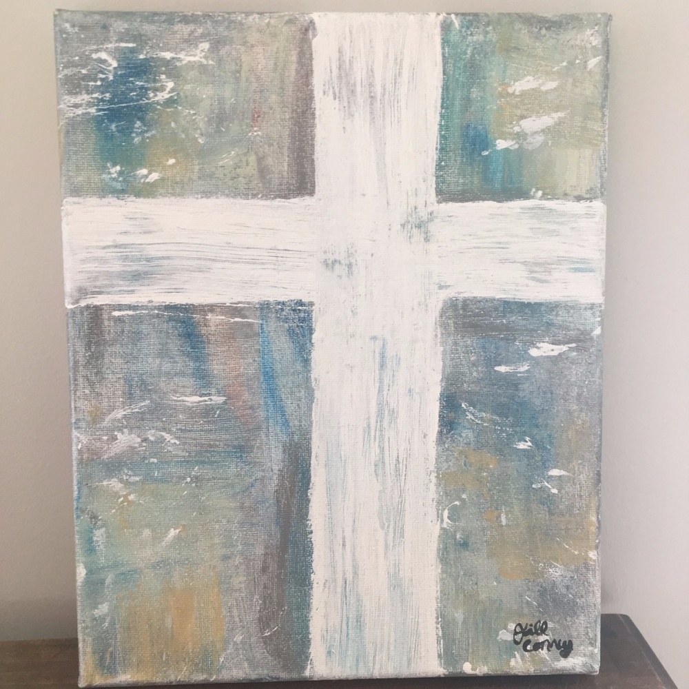 Hand painted Cross Acrylic Paint Painting